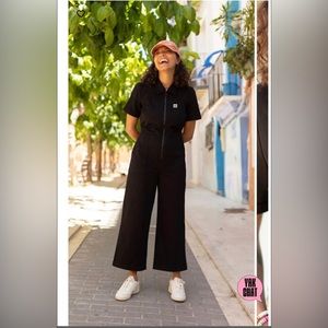 Lucy & Yak Handmade Organic black ragan jumpsuit / boiler unit